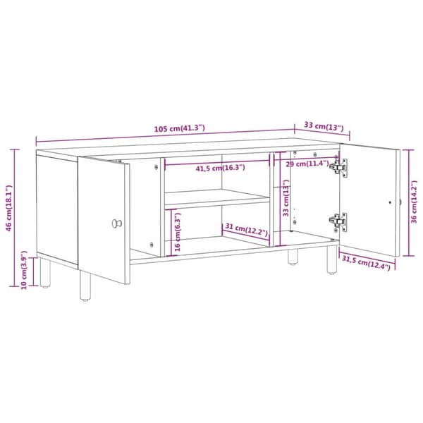 vidaXL Tv-bänk 105x33x46 cm massivt mangoträ