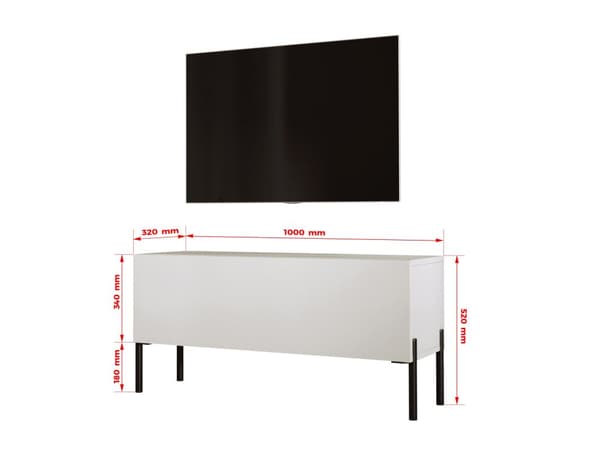 TV -kabinet i cashmere med ben i sort, A: B: 100 cm, H: 52 cm, T: 32 cm