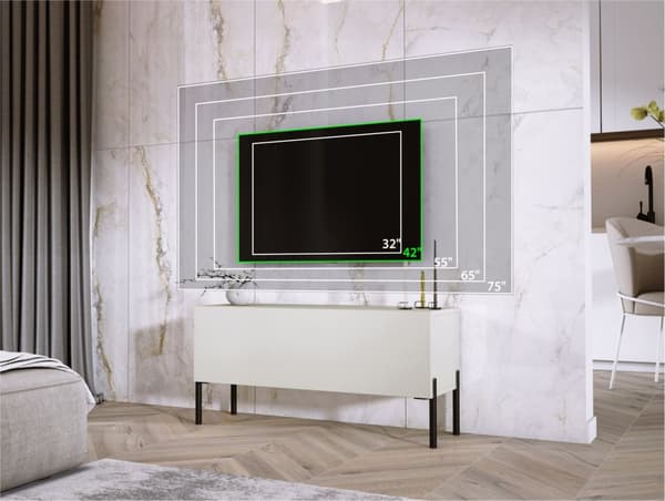 TV -kabinet i cashmere med ben i sort, A: B: 100 cm, H: 52 cm, T: 32 cm