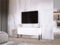 Miniatyrbillede 5 af 7: TV -skab i hvidt Matt med ben i sort, A: B: 100 cm, H: 52 cm, T: 32 cm