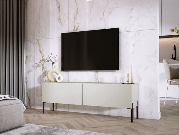 TV -skåpet i kashmir med benen i svart, A: B: 140 cm, h: 52 cm, t: 32 cm