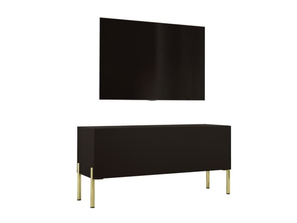 Televisiokaappi mustassa mattalla jaloilla kullassa, A: B: 100 cm, H: 52 cm, T: 32 cm