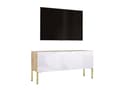 Miniatyrbild 1 av 5: TV -skåp i Wotan Oak/White High Gloss med benen i guld, A: B: 100 cm, H: 52 cm, T: 32 cm