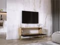 Miniatyrbillede 3 af 7: TV -skab i Wotan Oak/Black Matt med ben i guld, A: B: 100 cm, H: 52 cm, T: 32 cm