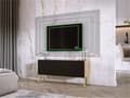 Miniatyrbillede 4 af 7: TV -skab i Wotan Oak/Black Matt med ben i guld, A: B: 100 cm, H: 52 cm, T: 32 cm