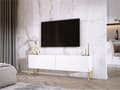 Miniatyrbillede 2 af 7: TV -skab i hvidt Matt med ben i guld, A: B: 140 cm, H: 52 cm, T: 32 cm