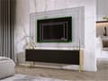 Miniatyrbillede 5 af 7: TV -skab i Wotan Oak/Black Matt med ben i guld, A: B: 140 cm, H: 52 cm, T: 32 cm