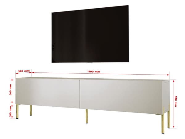 TV -skåpet i kashmir med ben i guld, A: B: 170 cm, h: 52 cm, t: 32 cm