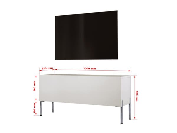 TV -kabinet i cashmere med ben i krom, A: B: 100 cm, H: 52 cm, T: 32 cm