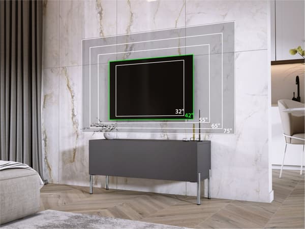TV -skab i antracit med ben i krom, A: B: 100 cm, H: 52 cm, T: 32 cm