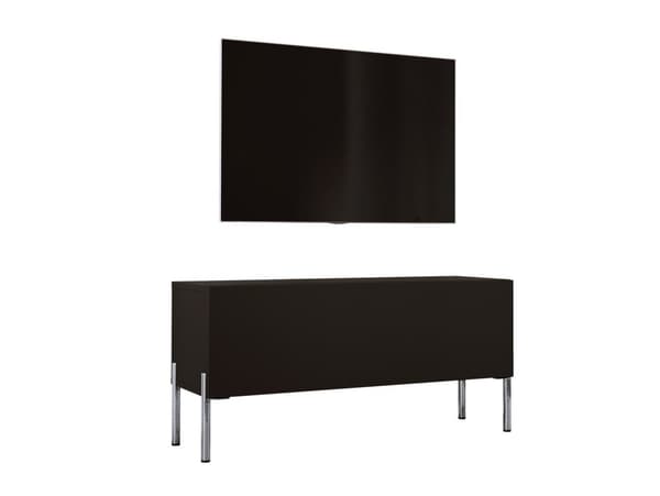 Televisiokaappi mustassa mattalla jalat Chromessa, A: B: 100 cm, H: 52 cm, T: 32 cm