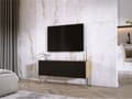 Miniatyrbillede 2 af 7: TV -skab i Wotan Oak/Black Matt med ben i krom, A: B: 100 cm, H: 52 cm, T: 32 cm