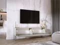 Miniatyrbillede 4 af 7: TV -kabinet i cashmere med ben i krom, A: B: 140 cm, H: 52 cm, T: 32 cm