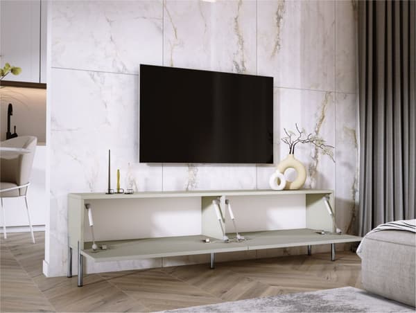 TV -skåpet i kashmir med benen i Chrome, A: B: 170 cm, H: 52 cm, T: 32 cm