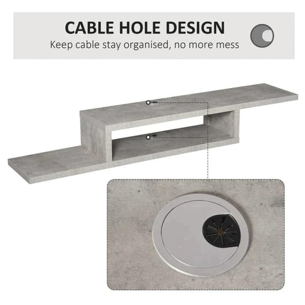 Rootz TV Wall Cabinet - Lowboard - Hanging Board - TV Cabinet - Console Chipboard - Cement - Grey - 152.4 x 29.8 x 21 cm