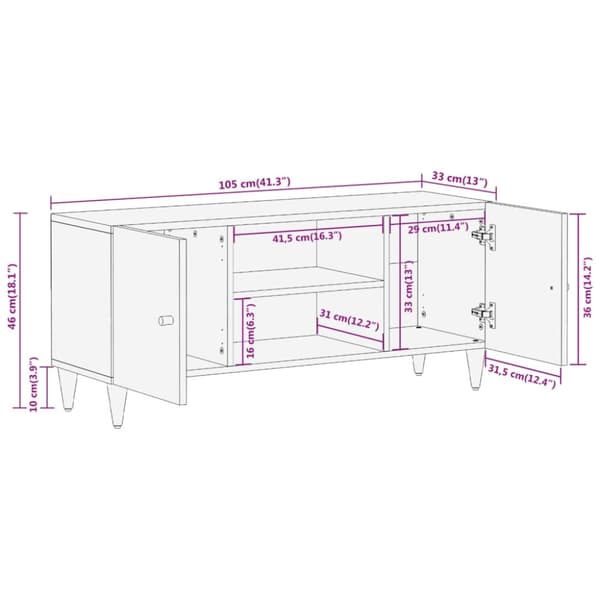 vidaXL TV-benk 105x33x46 cm heltre mango