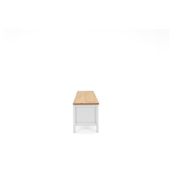 2-lådors TV-enhet - Hantverkare ek och vit dekor - L 160 x D 45 x H 40 cm - BERGEN