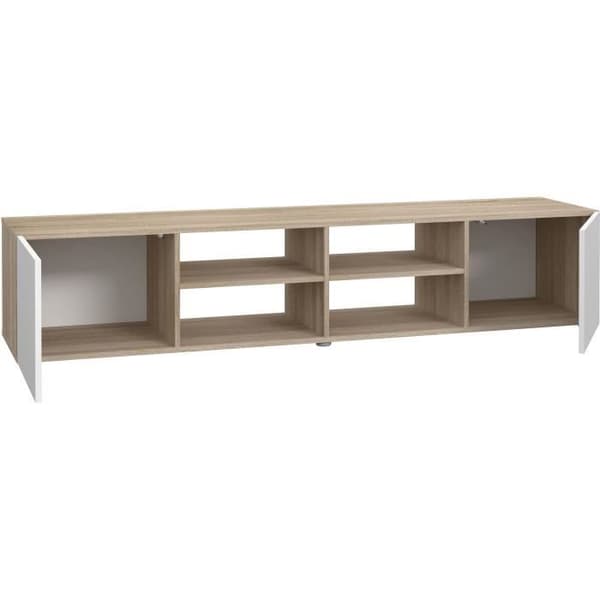 PILVI TV-skåp - Vit och ek - B 180 x D 42 x H 37 cm