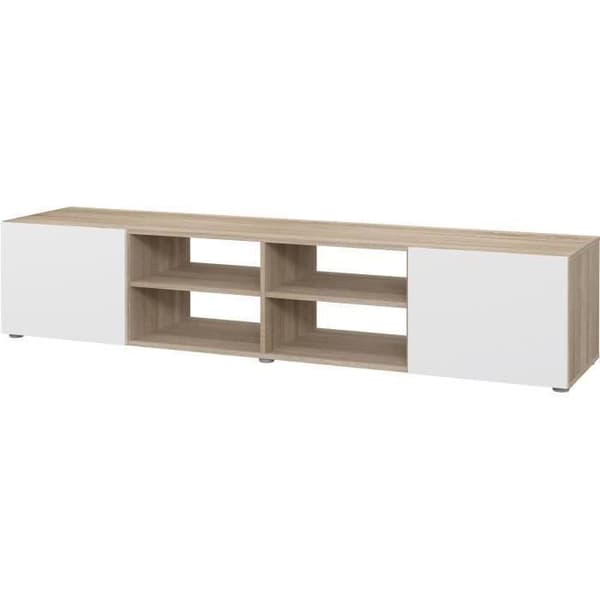 PILVI TV-skåp - Vit och ek - B 180 x D 42 x H 37 cm