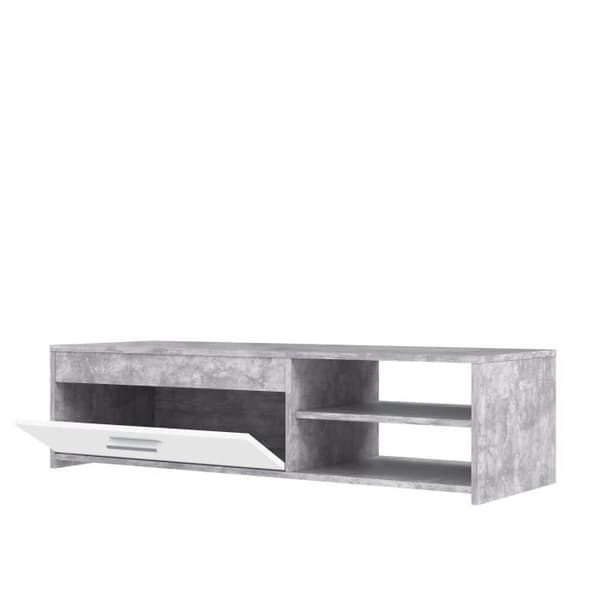 PILVI TV-skåp - Vit och lätt betong - Modern - B 120 x D 42,1 x H 31,8 cm