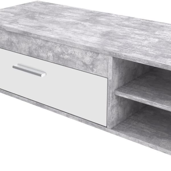 PILVI TV-skåp - Vit och lätt betong - Modern - B 120 x D 42,1 x H 31,8 cm