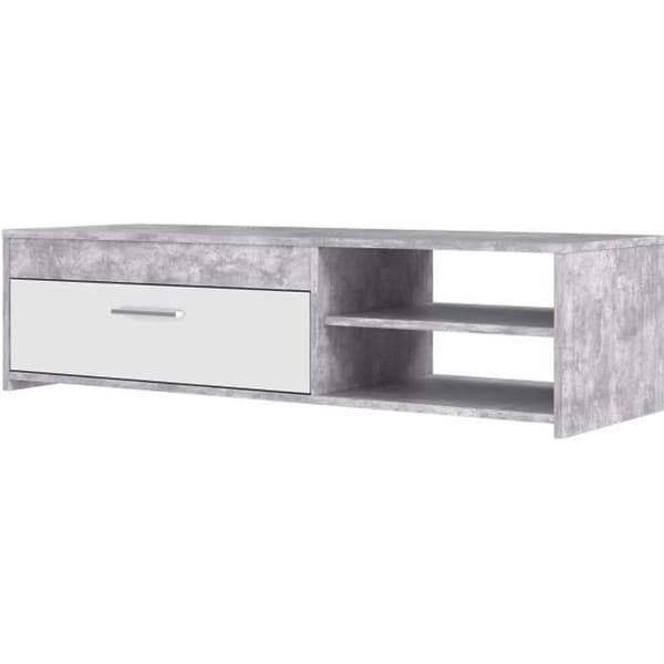 PILVI TV-skåp - Vit och lätt betong - Modern - B 120 x D 42,1 x H 31,8 cm