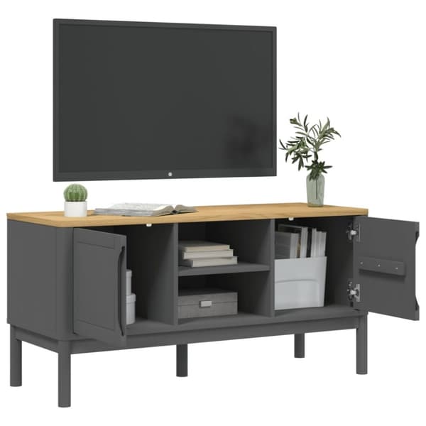 vidaXL TV-benk FLORO grå 114x43x55 cm heltre furu