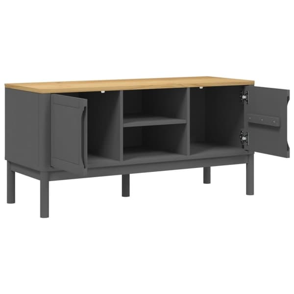 vidaXL TV-benk FLORO grå 114x43x55 cm heltre furu