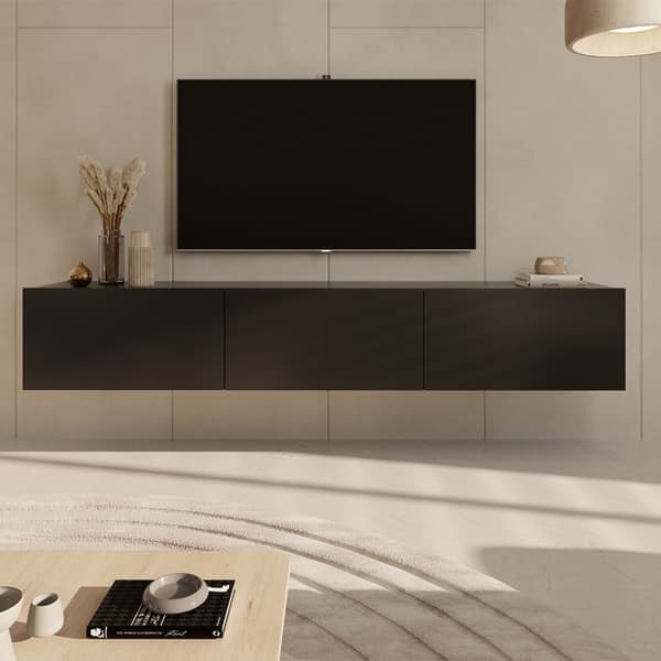 Upphängt TV-skåp 3 dörrar 180x35x29,6 cm svart - DALLYN