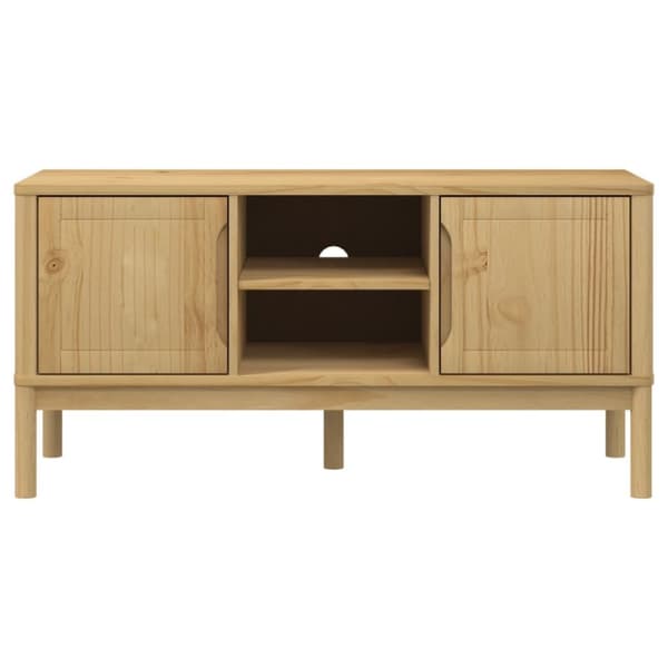 vidaXL TV-benk FLORO voksbrun 114x43x55 cm heltre furu