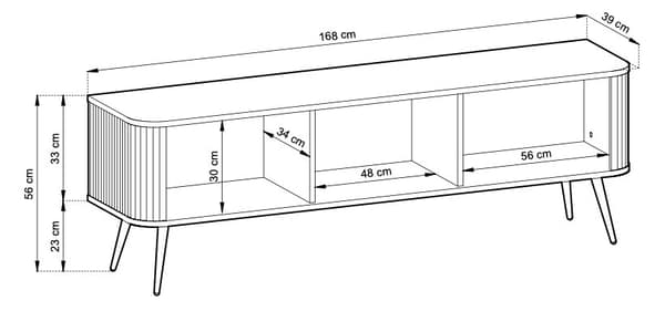 Cashmere Tv-skab, Ben: Sort, D: L: 168 Cm, H: 57 Cm, D: 39 Cm, Stuemøbler, Tv-stativ, Tv-bord