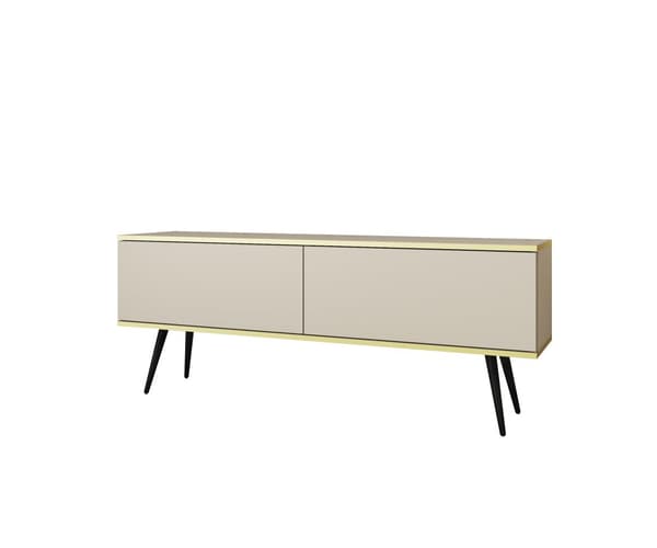 Tv-skab I Beige Farve Med Sorte ben, D: L: 135 Cm, ​​H: 30 Cm, D: 32 Cm. Stuemøbler, tv-stativ, tv-bord