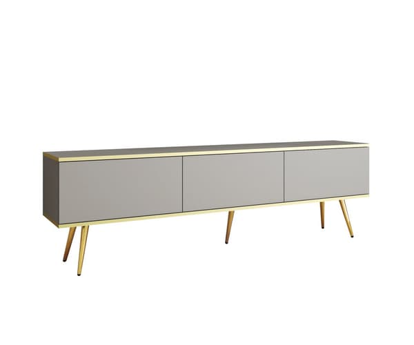 Tv-skab I Grå Farve Med Guld Ben, D: L: 175 Cm, ​​H: Cm, D: 32 Cm. Stuemøbler, tv-stativ, tv-bord