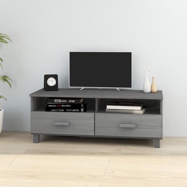 vidaXL tv-skab HAMAR 106x40x40 cm massivt fyrretræ mørkegrå -  TV-møbler