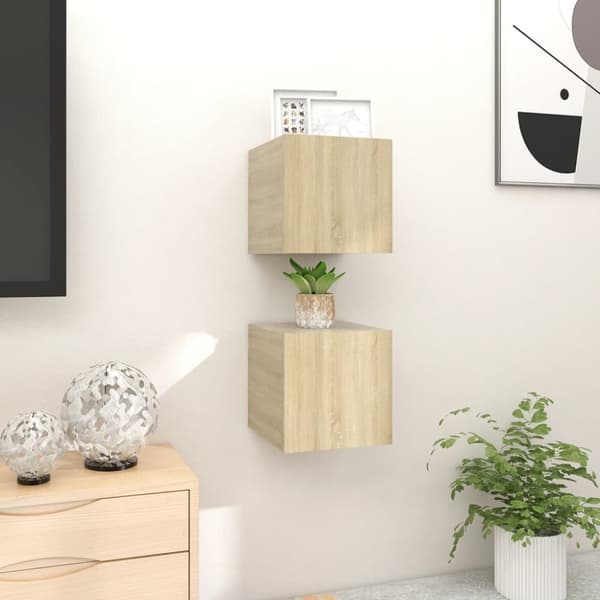 vidaXL Väggmonterade tv-skåp 2 st sonoma-ek 30,5x30x30 cm - TV-bänkar