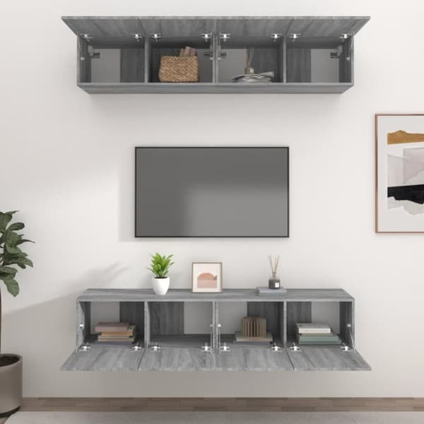 vidaXL tv-skabe 4 stk. 80x30x30 cm konstrueret træ grå sonoma -  TV-møbler