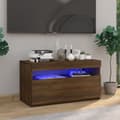 Miniatyrbild 1 av 6: vidaXL Tv-bänk med LED-belysning brun ek 75x35x40 cm -  TV-bänkar