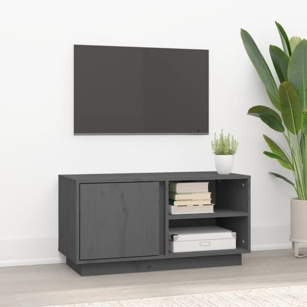vidaXL tv-bord 80x35x40,5 cm massivt fyrretræ grå - TV-møbler