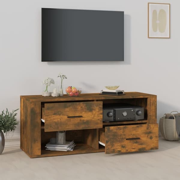 vidaXL tv-bord 100x35x40 cm konstrueret træ røget egetræsfarve -  TV-møbler