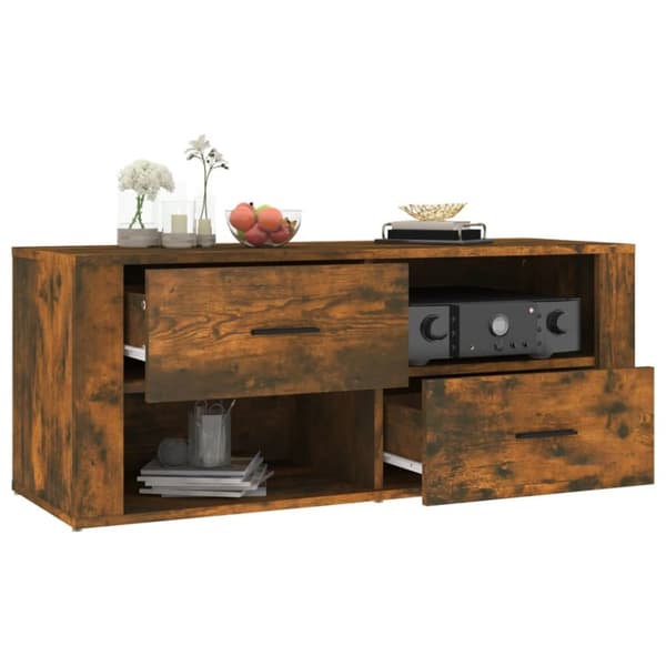 vidaXL tv-bord 100x35x40 cm konstrueret træ røget egetræsfarve -  TV-møbler