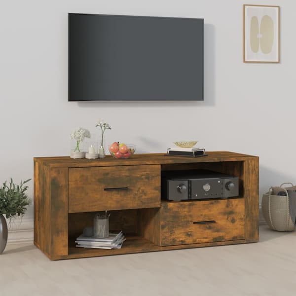 vidaXL tv-bord 100x35x40 cm konstrueret træ røget egetræsfarve -  TV-møbler