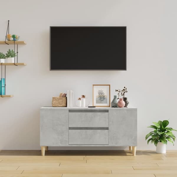 vidaXL Tv-bänk betonggrå 102x44,5x50 cm konstruerat trä - TV-bänkar