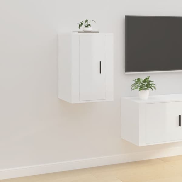 vidaXL væghængt tv-skab 40x34,5x60 cm hvid højglans -  TV-møbler