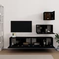 Miniatyrbillede 4 af 6: vidaXL tv-skabssæt 4 dele konstrueret træ sort -  TV-møbler