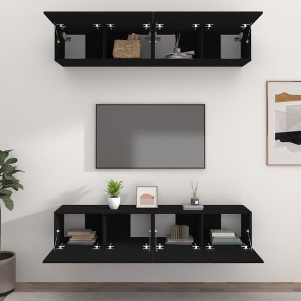 vidaXL TV-skåp 4 delar svart 80x30x30 cm konstruerat trä - TV-bänkar