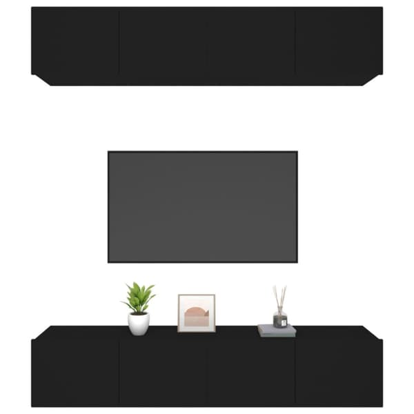 vidaXL TV-skåp 4 delar svart 80x30x30 cm konstruerat trä - TV-bänkar