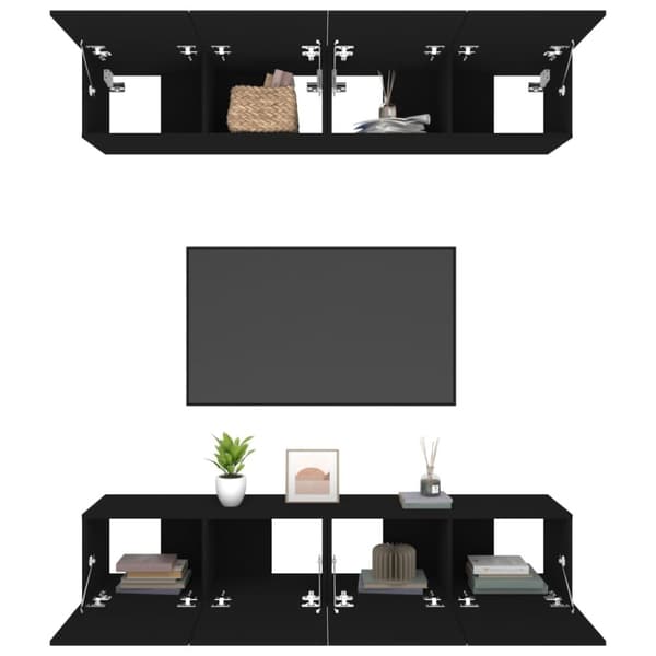 vidaXL TV-skåp 4 delar svart 80x30x30 cm konstruerat trä - TV-bänkar