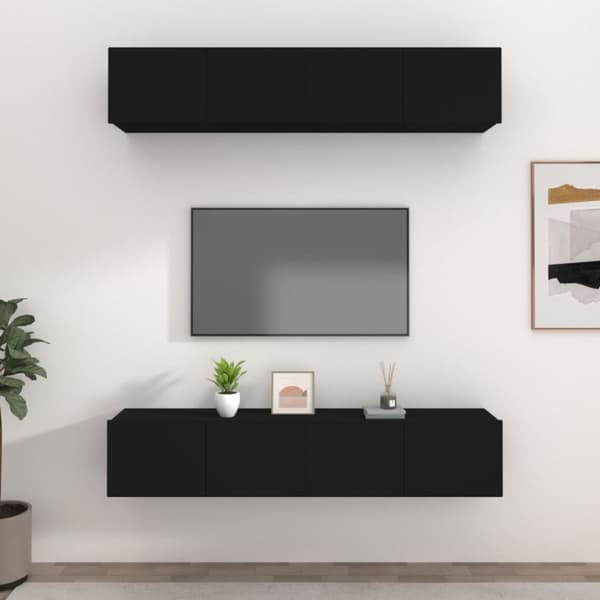 vidaXL TV-skåp 4 delar svart 80x30x30 cm konstruerat trä - TV-bänkar