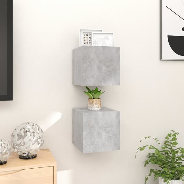 vidaXL Väggmonterade tv-bänkar 2 st betonggrå 30,5x30x30 cm -  TV-bänkar