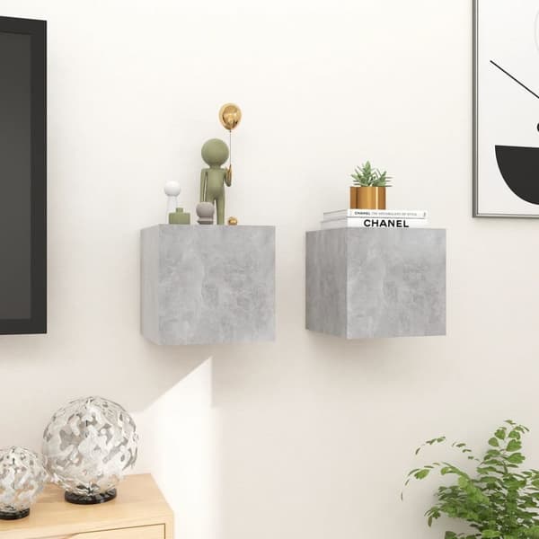 vidaXL Väggmonterade tv-bänkar 2 st betonggrå 30,5x30x30 cm -  TV-bänkar